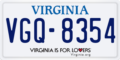 VA license plate VGQ8354