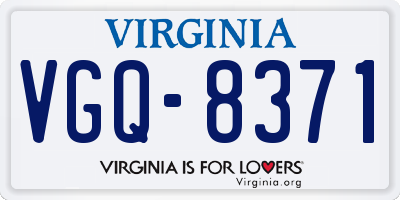 VA license plate VGQ8371