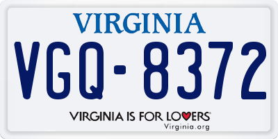 VA license plate VGQ8372