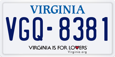 VA license plate VGQ8381