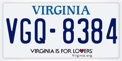 VA license plate VGQ8384