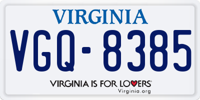 VA license plate VGQ8385
