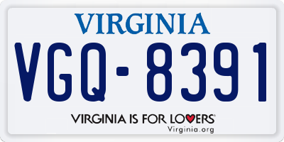 VA license plate VGQ8391