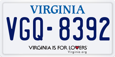 VA license plate VGQ8392