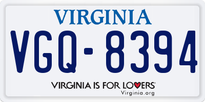 VA license plate VGQ8394