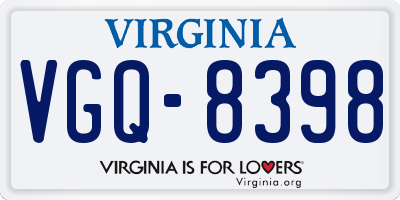 VA license plate VGQ8398
