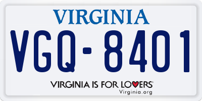 VA license plate VGQ8401