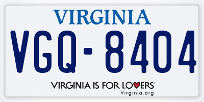 VA license plate VGQ8404