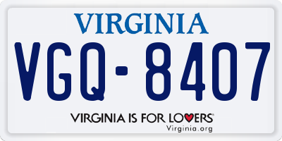 VA license plate VGQ8407