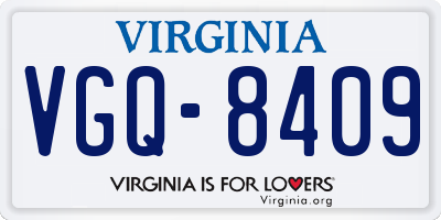 VA license plate VGQ8409