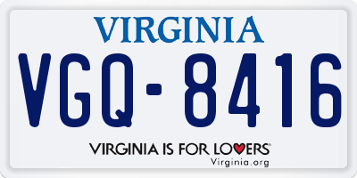 VA license plate VGQ8416