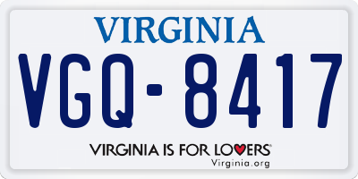 VA license plate VGQ8417