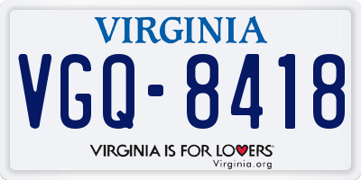 VA license plate VGQ8418