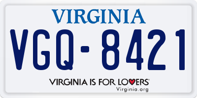 VA license plate VGQ8421