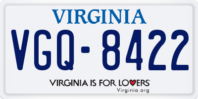 VA license plate VGQ8422