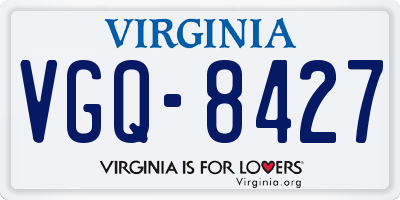 VA license plate VGQ8427
