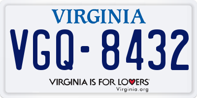 VA license plate VGQ8432