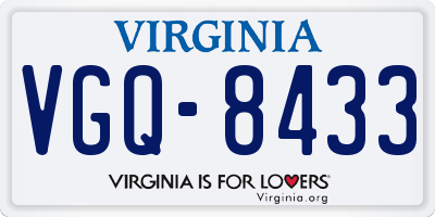 VA license plate VGQ8433