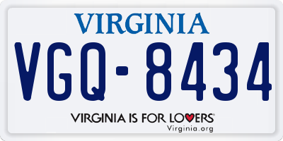 VA license plate VGQ8434