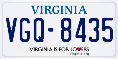 VA license plate VGQ8435