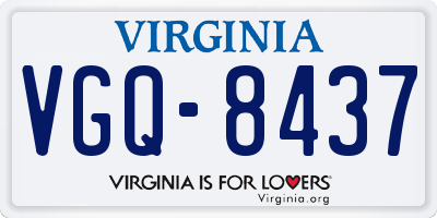 VA license plate VGQ8437