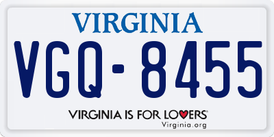 VA license plate VGQ8455