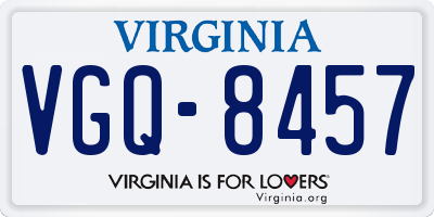 VA license plate VGQ8457