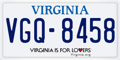 VA license plate VGQ8458