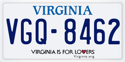 VA license plate VGQ8462