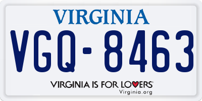 VA license plate VGQ8463