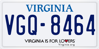 VA license plate VGQ8464