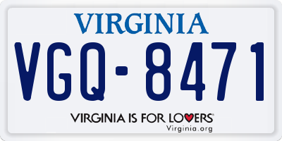 VA license plate VGQ8471