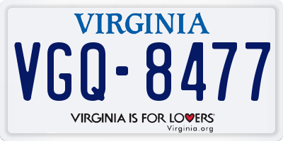 VA license plate VGQ8477