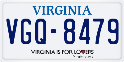 VA license plate VGQ8479