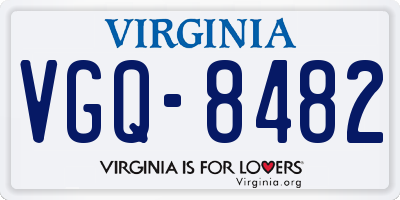 VA license plate VGQ8482