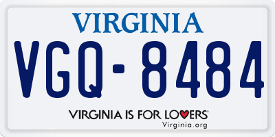 VA license plate VGQ8484