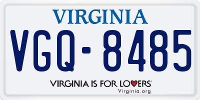 VA license plate VGQ8485