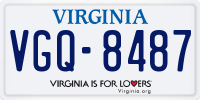 VA license plate VGQ8487