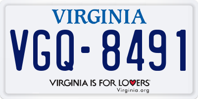 VA license plate VGQ8491