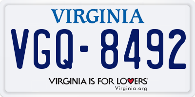 VA license plate VGQ8492