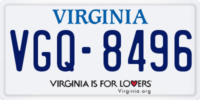 VA license plate VGQ8496