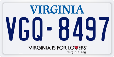 VA license plate VGQ8497