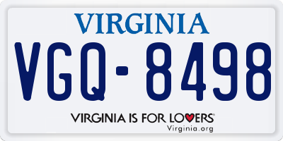 VA license plate VGQ8498