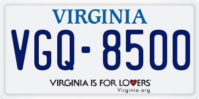 VA license plate VGQ8500