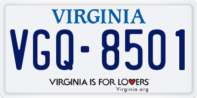 VA license plate VGQ8501