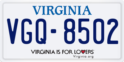 VA license plate VGQ8502