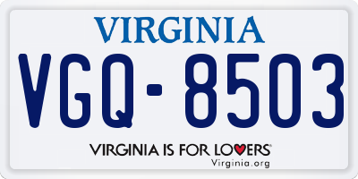 VA license plate VGQ8503