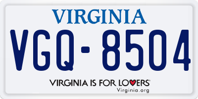 VA license plate VGQ8504