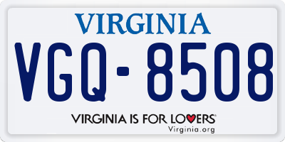 VA license plate VGQ8508