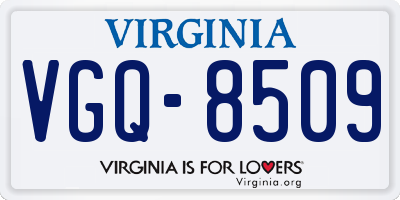 VA license plate VGQ8509